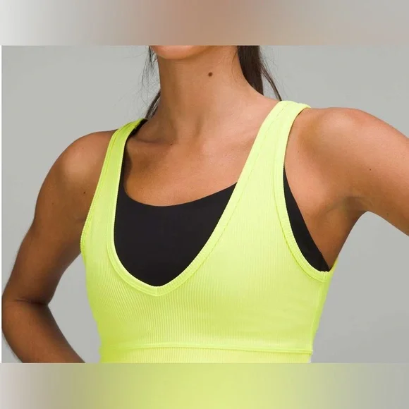#231 NWT NWT Lululemon Power Pivot Ribbed Tank Top Electric Lemon - Sz 12 - Picture 4 of 8